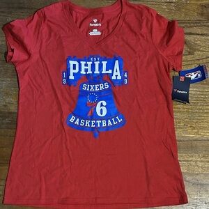 Fanatics Red NBA Logo T-Shirt Philadelphia 76ers NWT